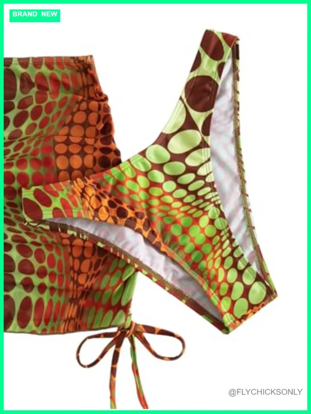Women's 4 Piece Polka Dot Bikini Set with Cover Up Skirt & Bandana, Halter